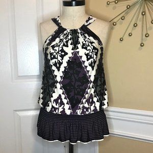 Papaya Purple/Gray Ruched Collar Tank Top Sz Med